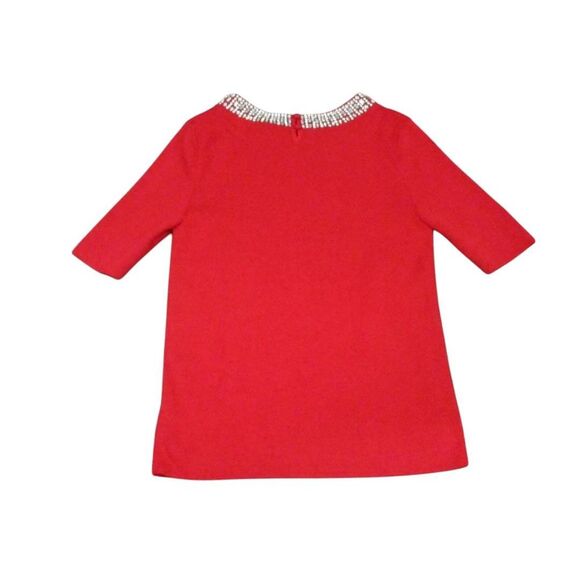 Talbots Red Knit Blouse Embellished Jeweled Neckline Sweater Career Comfort NEW - Picture 4 of 9